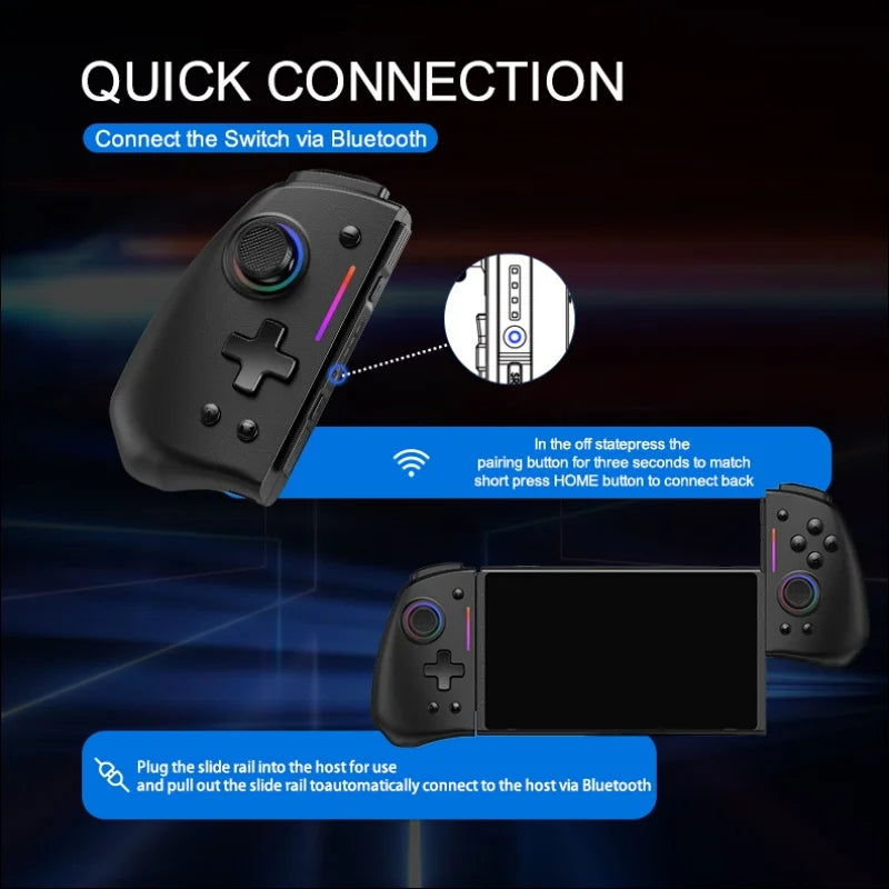 Wireless Gamepad for Switch Joycon Left And Right with Color Lights Six-Axis Body Sense Back Button Wake up Feature for Switch