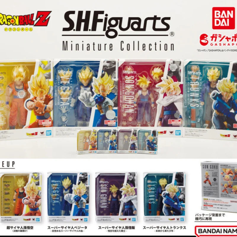 Bandai Dragon Ball S.H.Figuarts Miniature Collection Son Goku Vegeta Gohan Future Trunks Ssj Anime Figures Birthday Toy Gifts