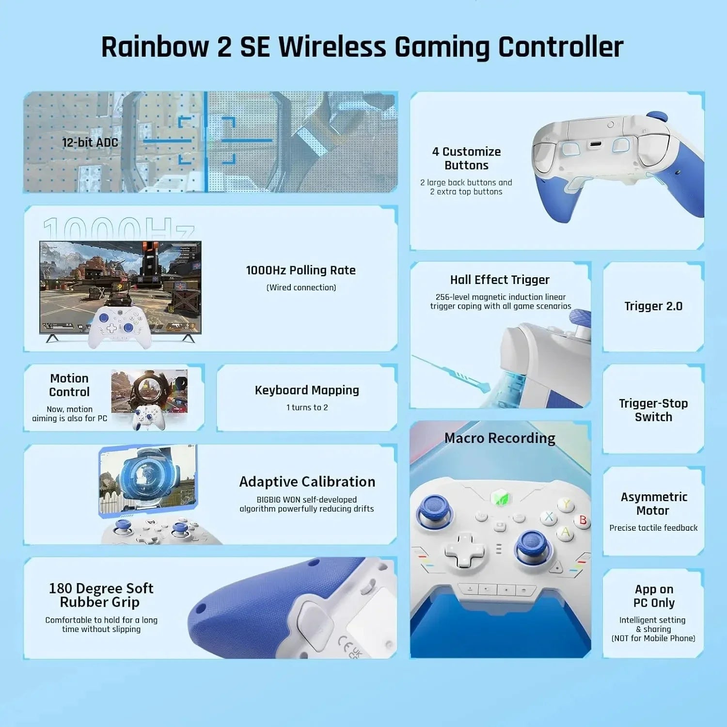 BIGBIG WON Rainbow2 SE/PRO Wireless Gamepad Game Control  Hall Effect Trigger Bluetooth Gamepad for Switch/PC/Android/iOS