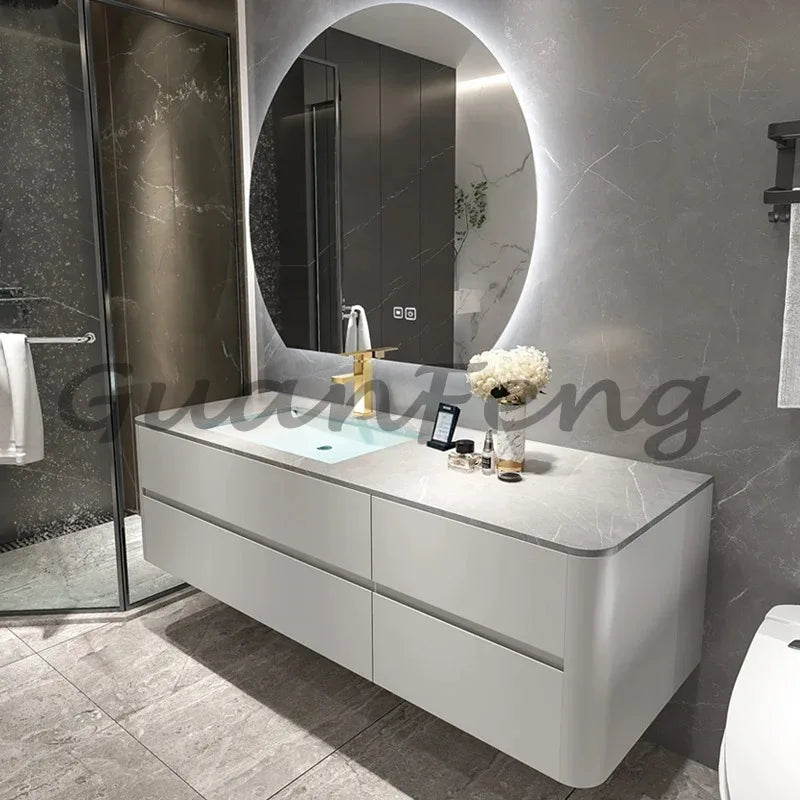 New Design Wall Mounting Modern Black Color And Walnut Color Bathroom Vanity Cabinet