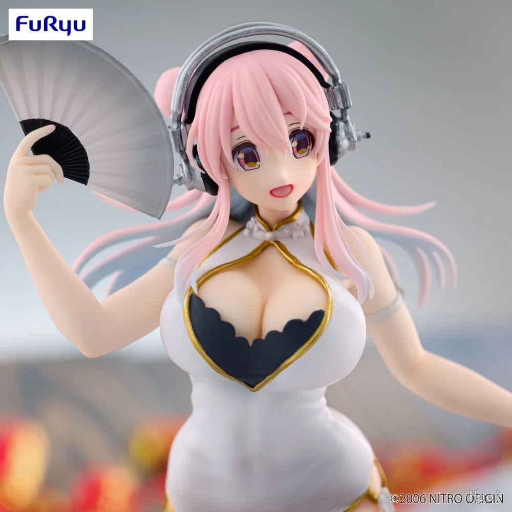 In Stock FuRyu Original Genuine Super Sonico Trio-Try-iT Figure White Chinese Dress Ver. Cheongsam 21cm Collections Model Toys