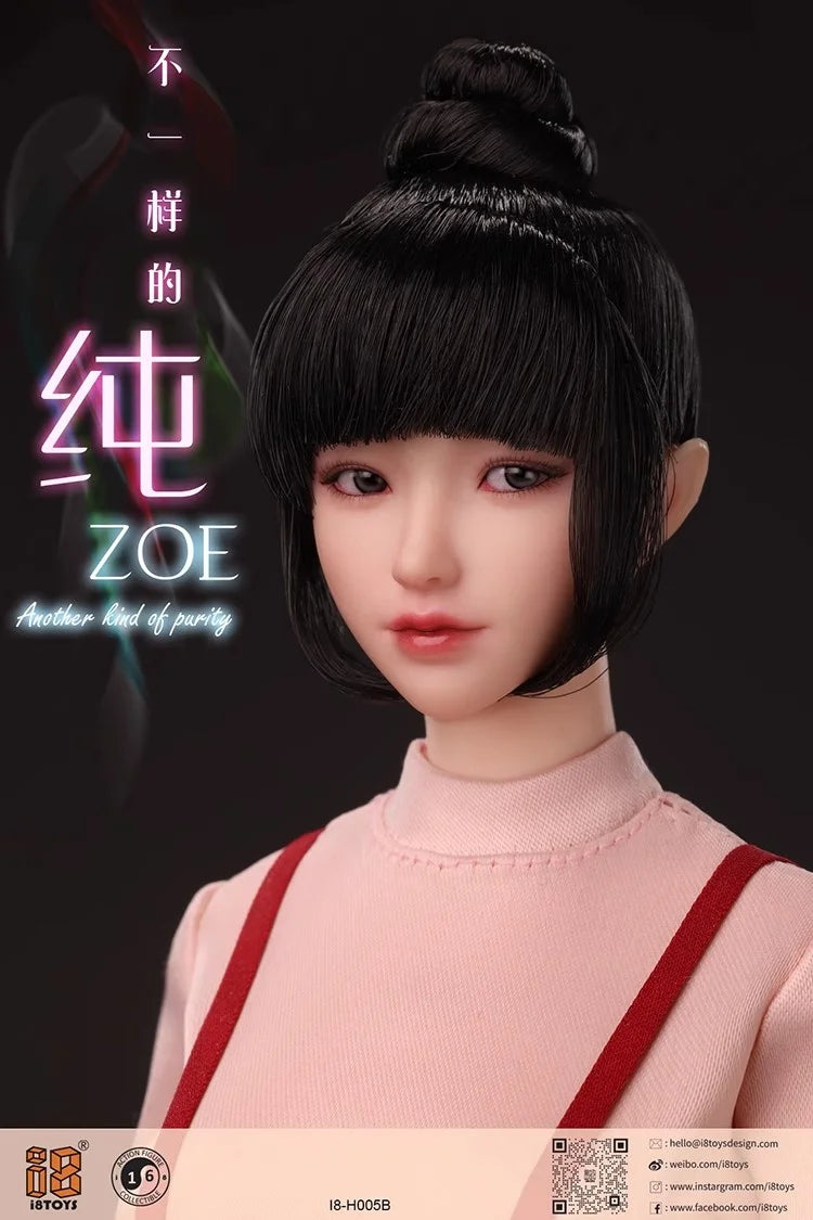 In Stock I8TOYS I8-H005 1/6 Female Soldier Zoe Movable Eyes Head Sculpt Carving Model Fit 12'' Action Figure Body Dolls