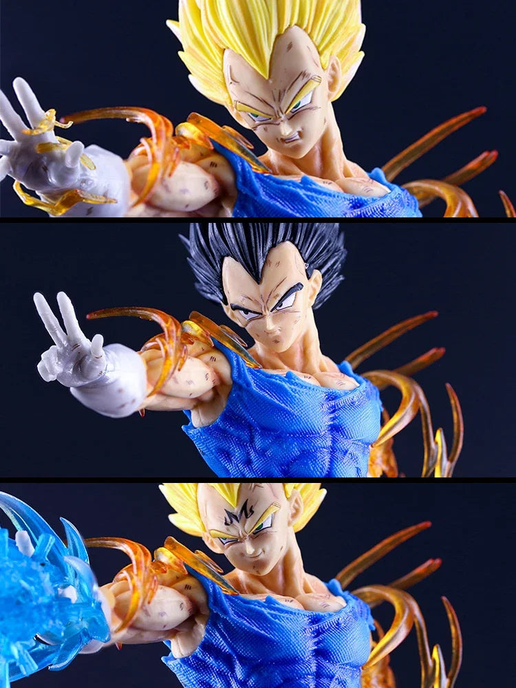 41cm Dragon Ball Figure Vegeta IV GK Super Saiyan Standing Posture Three-head Replaceable Anime Model Pvc Ornaments Children Toy