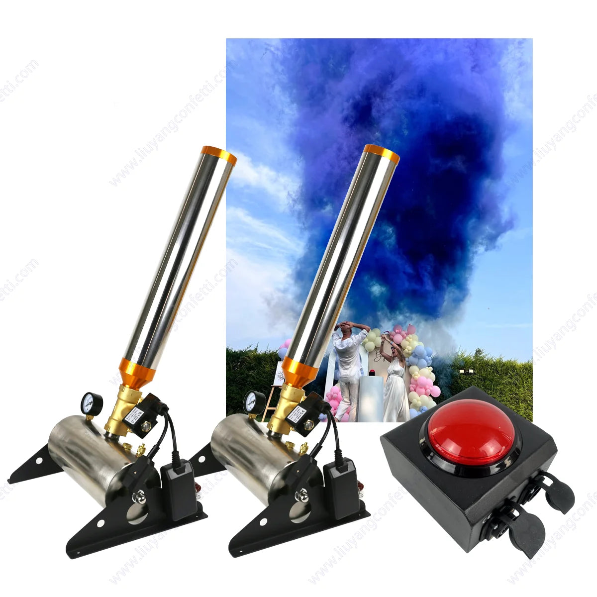 Elektrische Fernbedienung Konfetti Pulver Maschine Luft Kompression Maschine Baby Dusche Hochzeit Party Geschlecht Offenbaren Streamer Rauch