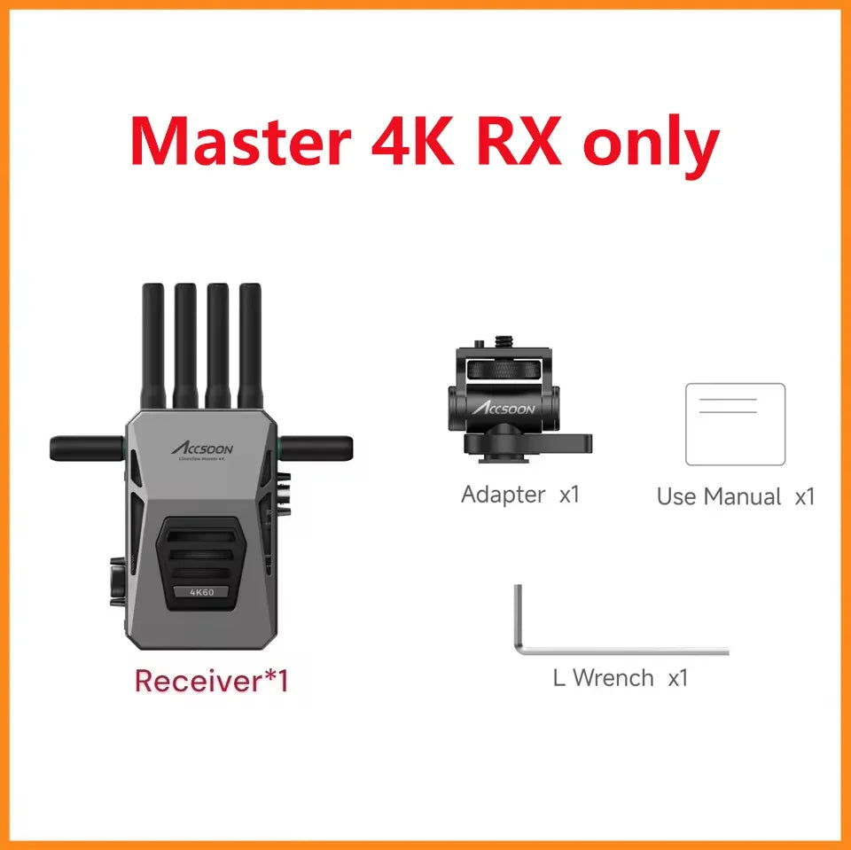 ACCSOON CineView Master 4K 2,4 GHz Drahtlose Videoübertragung 25 ms Latenz mit 8K-Funktionen DFS Simultandolmetschen