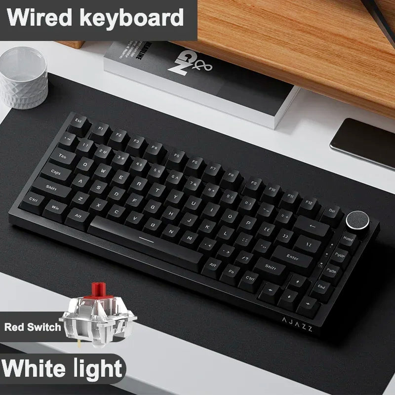 Ajazz AK820 Pro Mechanische Tastatur Bluetooth Wireless/C-Wired Angepasst Tastatur Hot Swapping Dichtung Tastaturen Für Gaming
