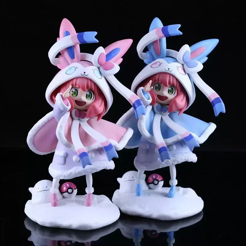 19cm Spy×Family Kawaii Model Anya Forger Cos Sylveon Anime Figure Pokemon Beautiful Girl Doll Decoration Children Toy Xmas Gifts