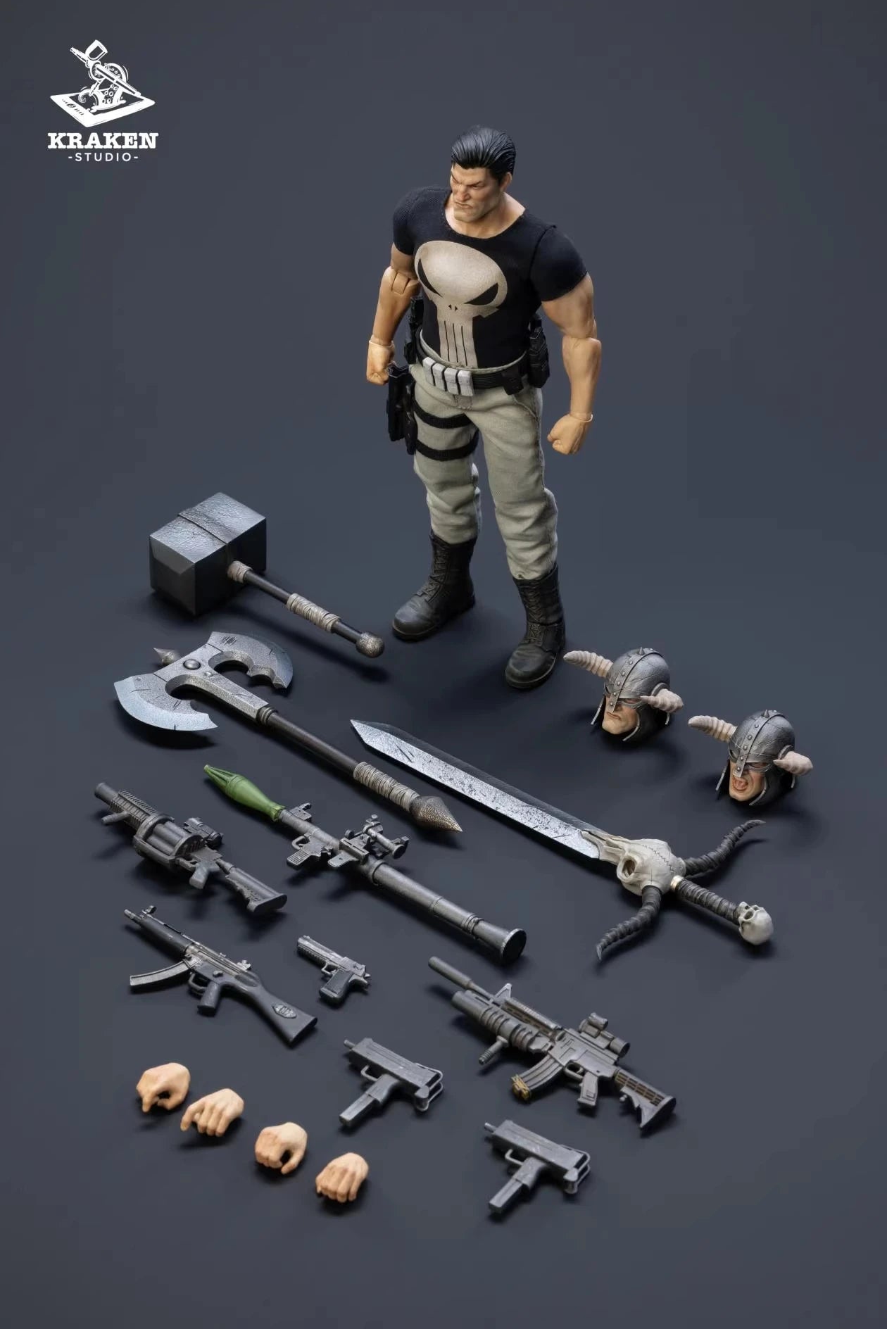 1/12 Scale Ancient Hammers Axes Swords And Modern Guns Urban Crime Punisher 6-inch Full Set Action Figure Soldier Kraken Studio