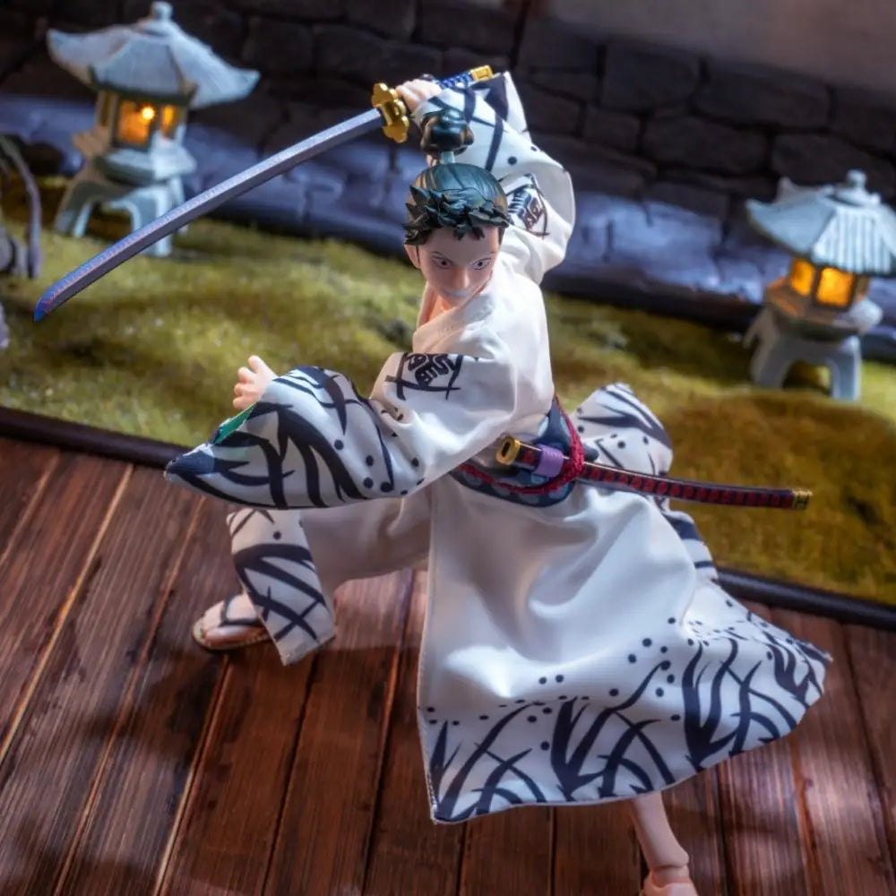 One piece  SHF Anime NEW Handmade Great Swordsman Shimotsuki Ryuma Kimono clothes Built In Iron Wire Is Suitable for 1/12 Toys
