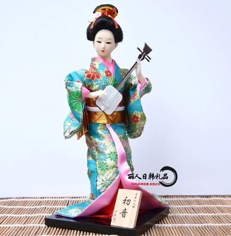 12inch Japanese Geisha Doll Statuette Sitting Figurine Japanese Kimono Kokeshi Kabuki Geisha Handicraft Ornament Birthday Gift