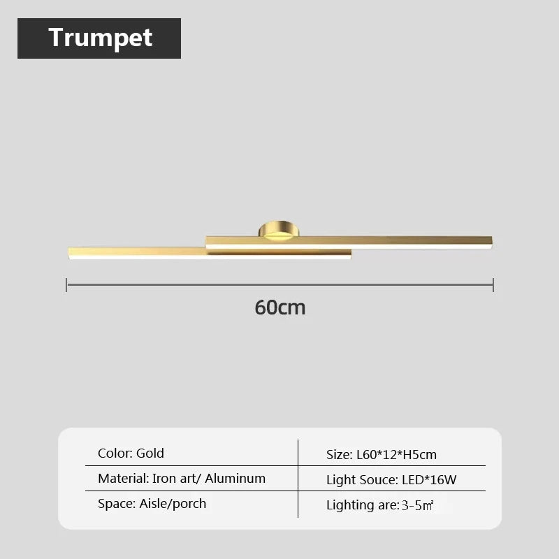 Modern LED Ceiling Light Long Aluminum Double Line Creative Design Ceiling Light Indoor Lighting Fixtures For Corridors Balconie