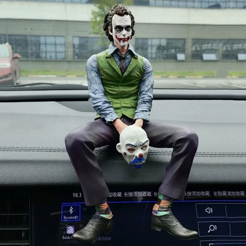 New Car Roof Decoration Joker Heath Ledger Sitting Posture Figures Car Doll Tail And Roof Pendant Model Statue Collectable Toys