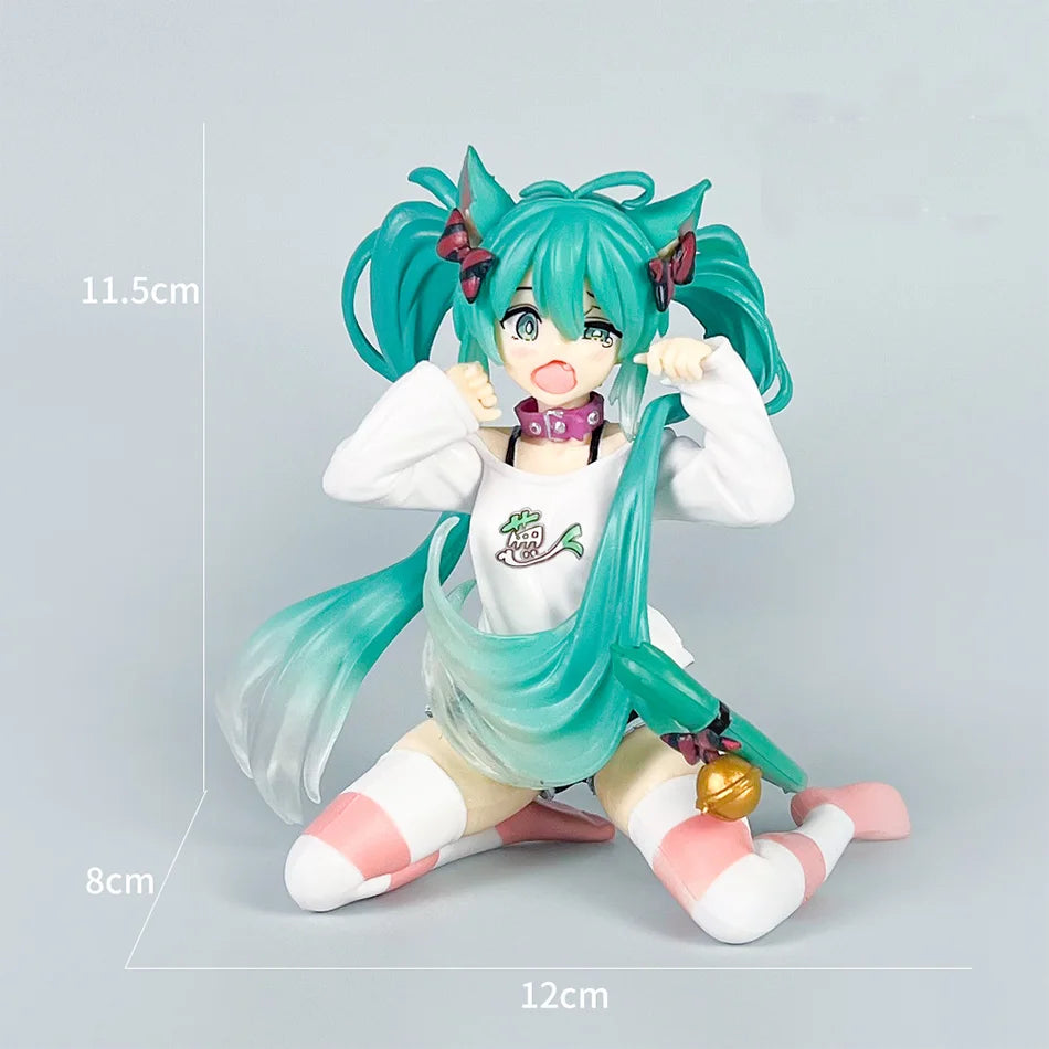 Hatsune Miku Desktop Cute Action Figure 11cm Neko T-Shirt Ver. Anime Figurine Kawaii Girl Model Toy Gift