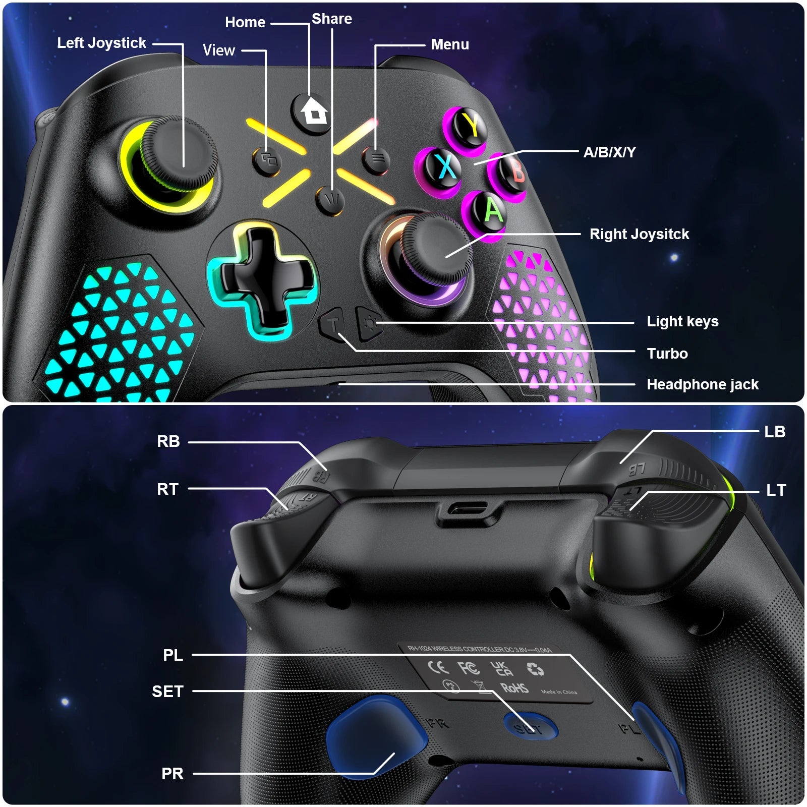 Kabelloses Gamepad für Xbox One, Xbox Series S, Xbox Series X-Konsole, Win 7, 8, 10, Dual-Vibrator mit Sechs-Achsen-Gyroskop-Gamecontroller