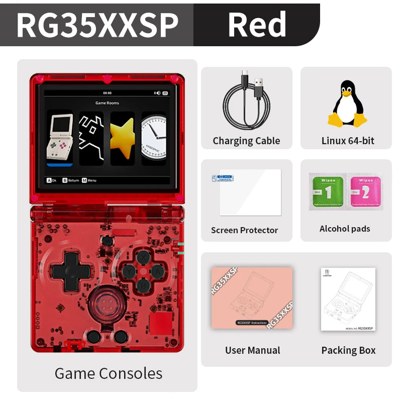ANBERNIC RG35XXSP Flip Retro Handheld Spielkonsole Linux 64bit WiFi Bluetooth Retro Video Gaming Konsole Online Spielen HDMI-TV Ausgang