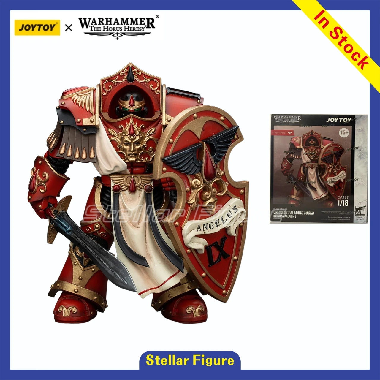 【SF】JOYTOY 1/18 Action Figure Warhammer 40K  Blood Angels Crimson Paladins Squad Crimson Paladin 3  Prime Model Toy Gift