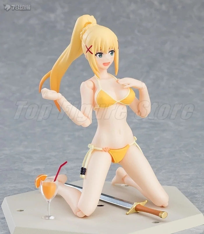 Original box Maxfactory  Figma EX-065 Darkness Swimsuit Figure Finished Model kit PVC Anime full Action Toy Gift for kidsInshock