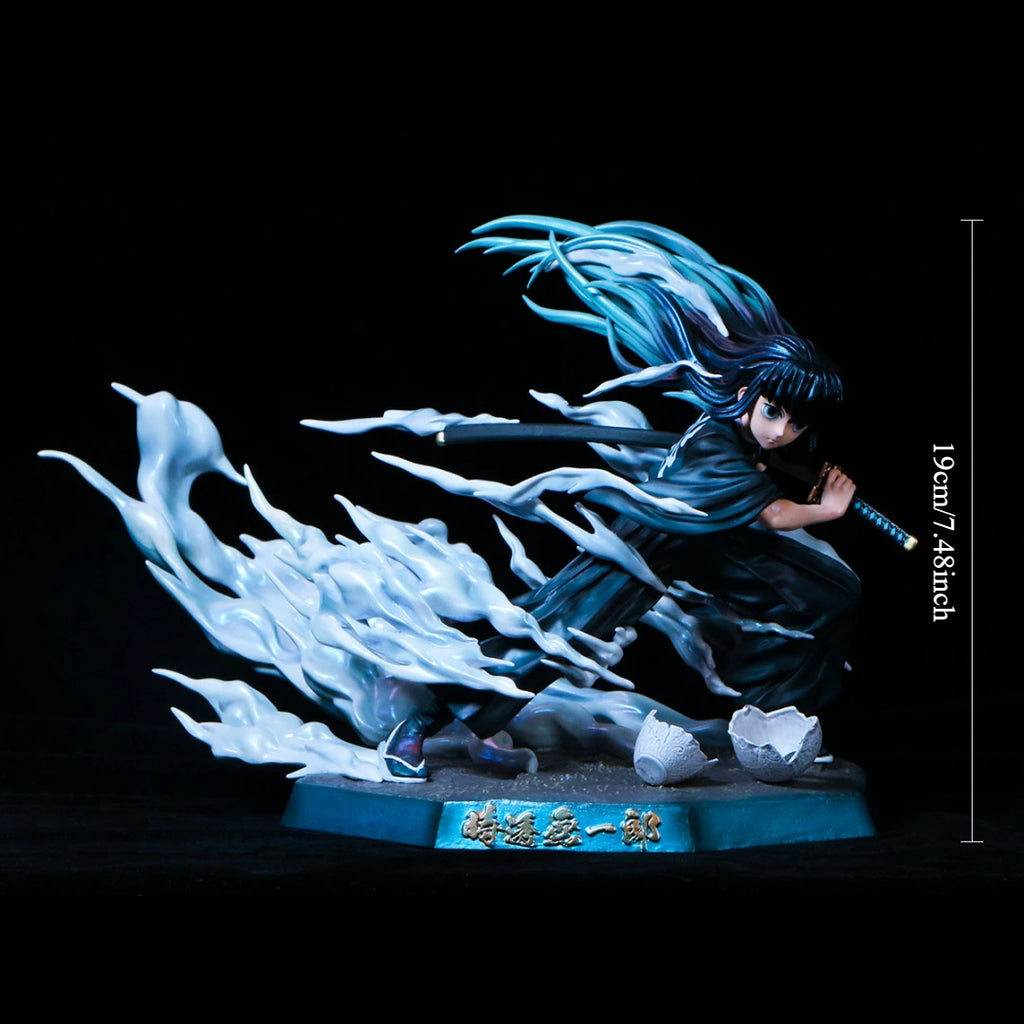 19cm Anime Demon Slayer Series Character Tokitou Muichirou Statue Model Handmade Children's Toy Gift  Anime Figure