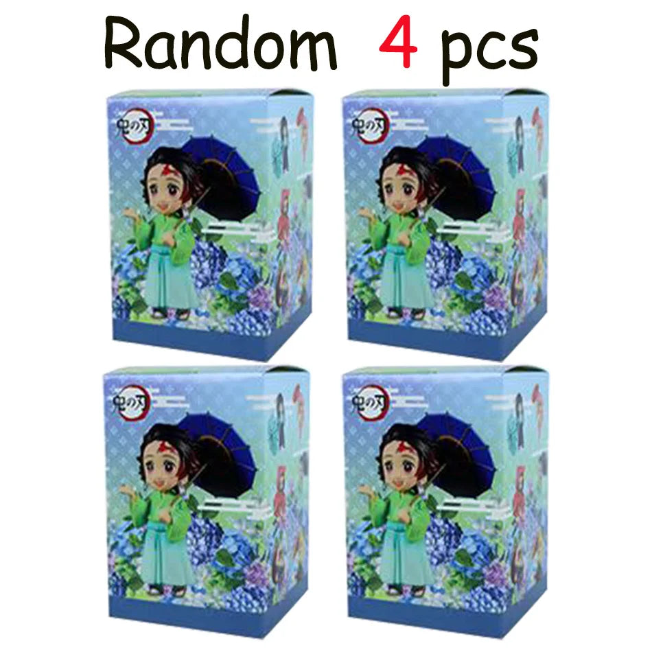 6pcs Q Version Demon Slayer Sitting Ghost Doll Tanjiro Nidouzi Inosuke Zenizu Toy Figural PVC Model Gift
