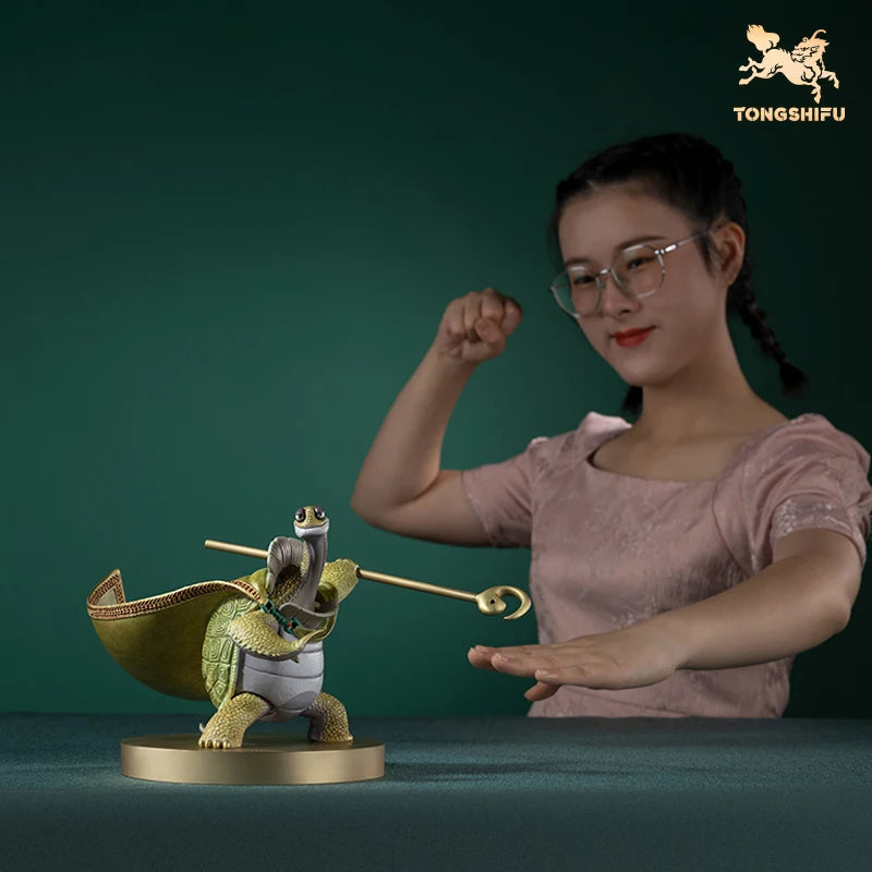 Copper Craft Chinese Cartoon Film Kung Fu Panda Animal Figurines Master Oogway Sculptures Ornament Desktop Decor Art Collection
