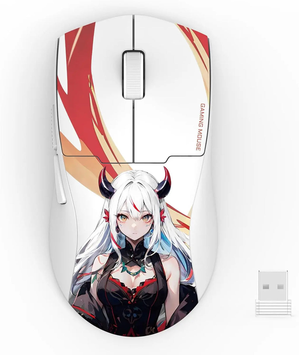Redragon M918AK 3-режимна безжична геймърска мишка 55G, лека, 26K DPI, ергономична, с естествен захват, бяла