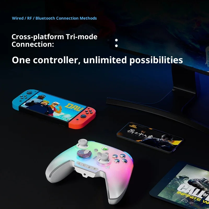 BIGBIGWON Rainbow3 Wireless Game Controllers Bluetooth with 1000mAh Battery Life Gamepads 3.5mm Audio Interface for PC Switch