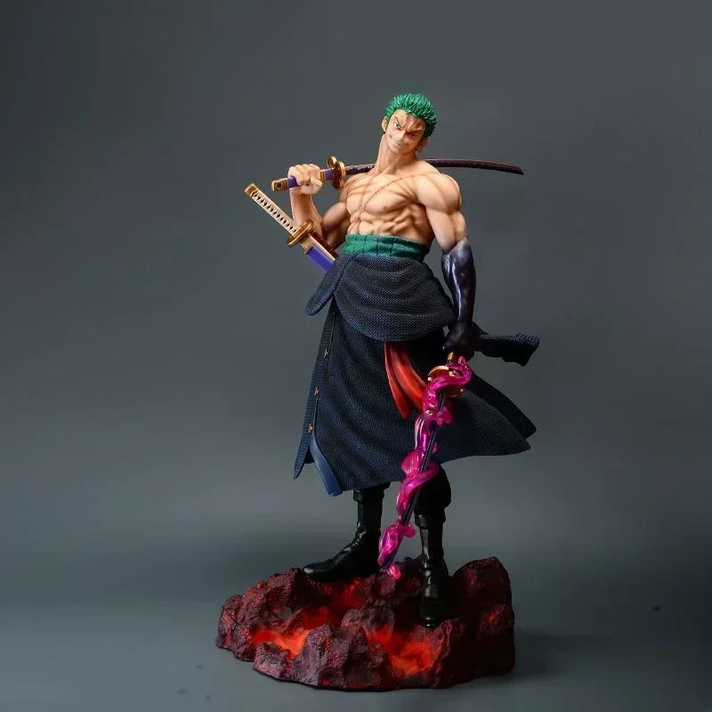 73 cm große Anime One Piece Roronoa Zoro Actionfigur aus PVC, Kampf-Statue, Roronoa Zoro Modell-Sammlerpuppe, Spielzeug für Jungen, Geschenk