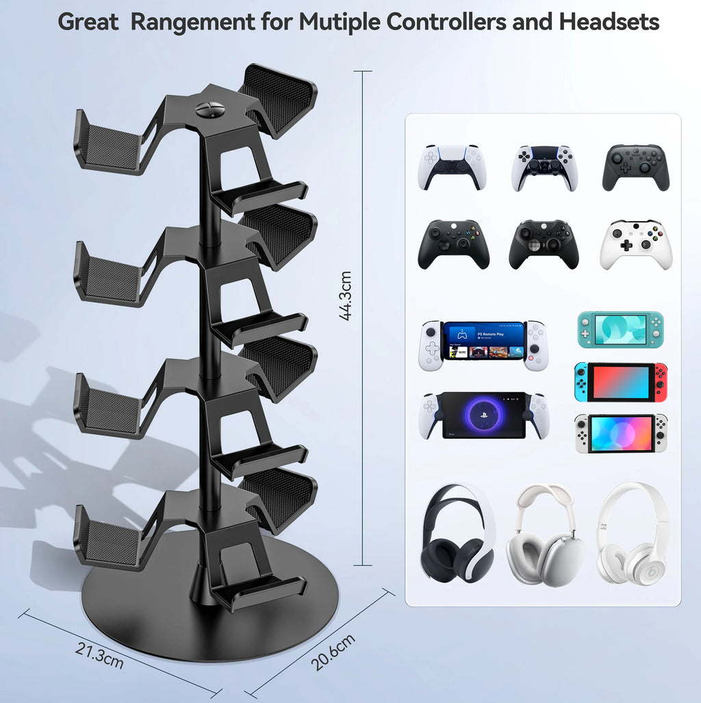 Controller Holder Stand 3 Tiers & 4Tiers Rotatable Gaming Headset Stand Compatible with Xbox PS5 PS4 Switch Pro Headphone Holder