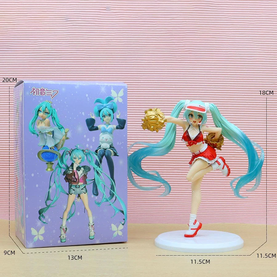 18cm Fashion Hatsune Miku Anime Figure Cheerleader Hatsune Miku Action Figures Kawaii Girl Figurine PVC Collection Model Toys