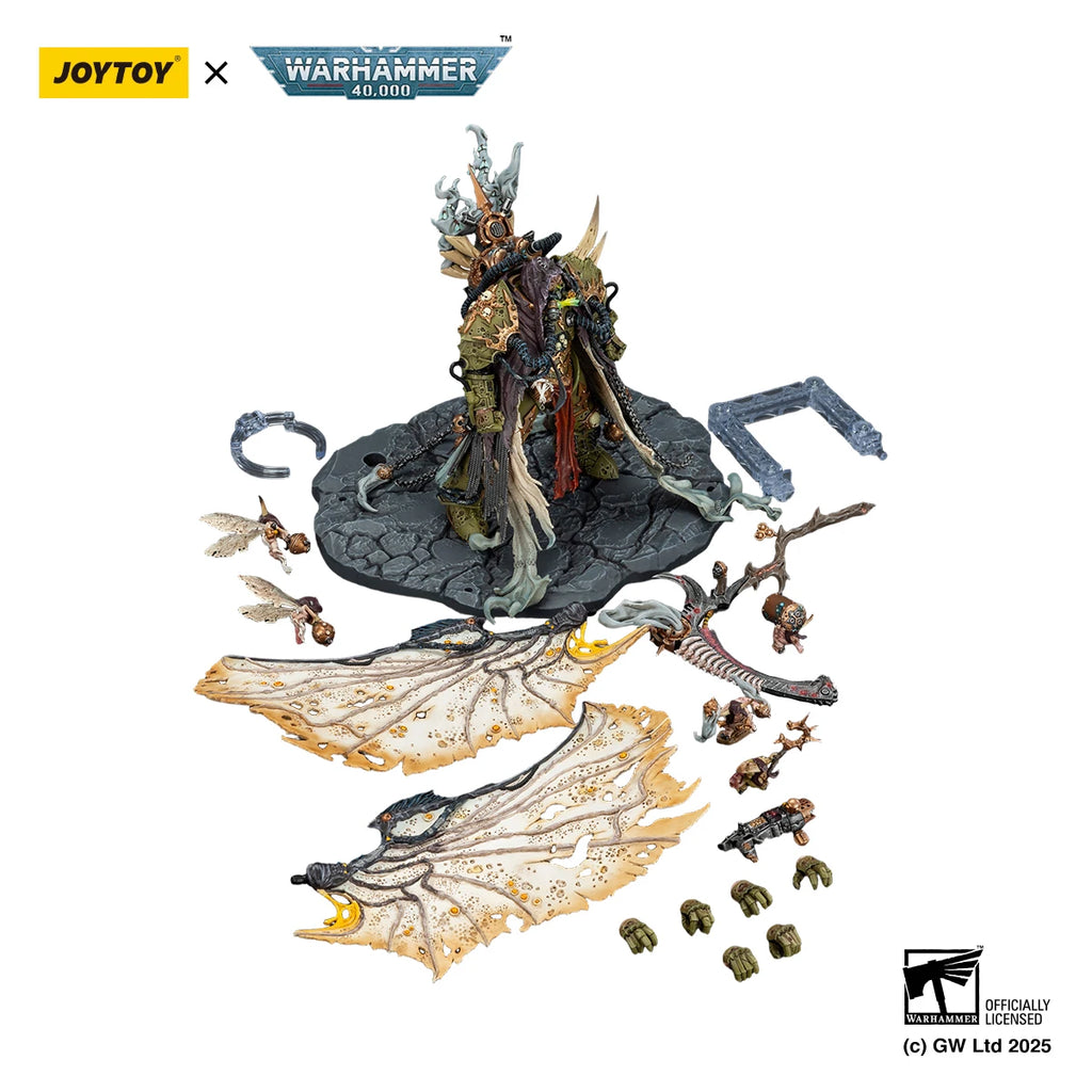 JOYTOY 1/18 Action Figures Mortarion Daemon Primarch of Nurgle with Ancient weapons‘The Lantern' and ‘Silence' Collectible Toys