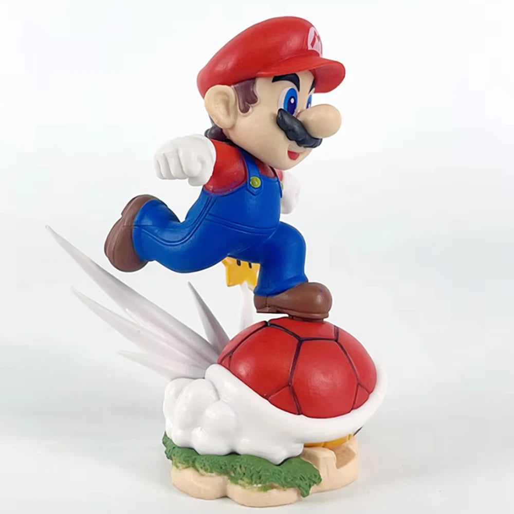 Mario Action Figure Toys 11.5cm Mario Running in Spiny Red Tortoise Shell Desktop Ornaments Gift for Kids Friends  No Box