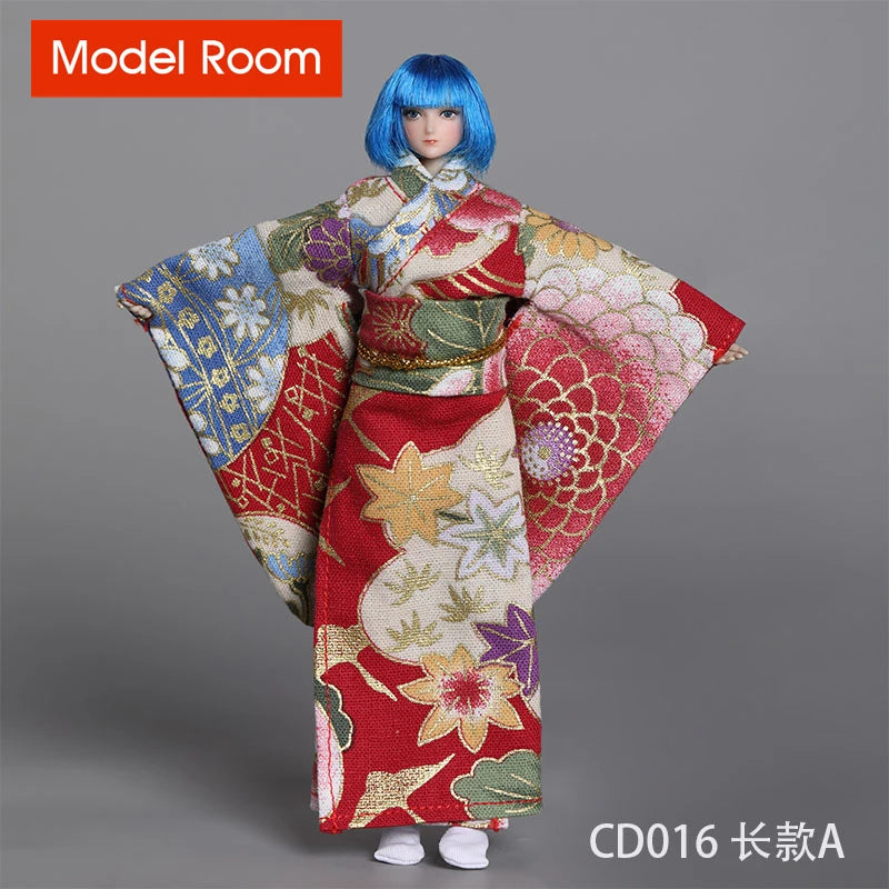 CDtoys CD016 1/12 Female Long Short Kimono Model Soldier Printing Clothes Fit 6'' TBL Action Figure Body Dolls