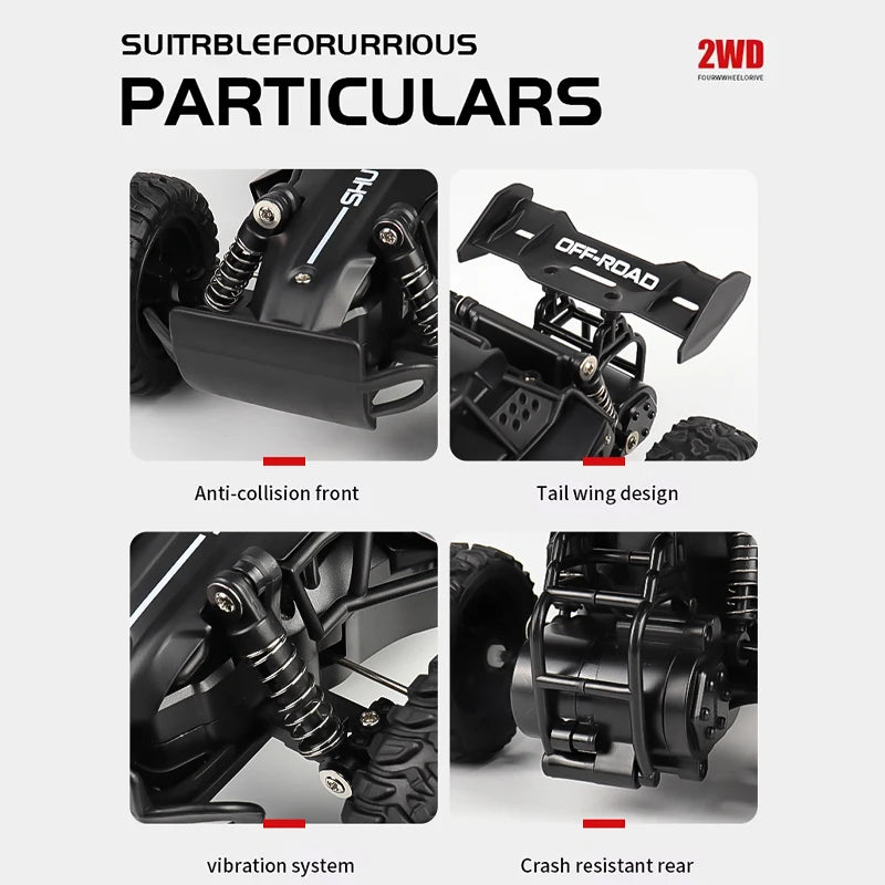 ZWN 1:16 2.4Gh Model RC Car With LED Lights 2WD Off-road Remote Control Climbing Vehicle Outdoor Cars Toys for Boys Girls Gifts