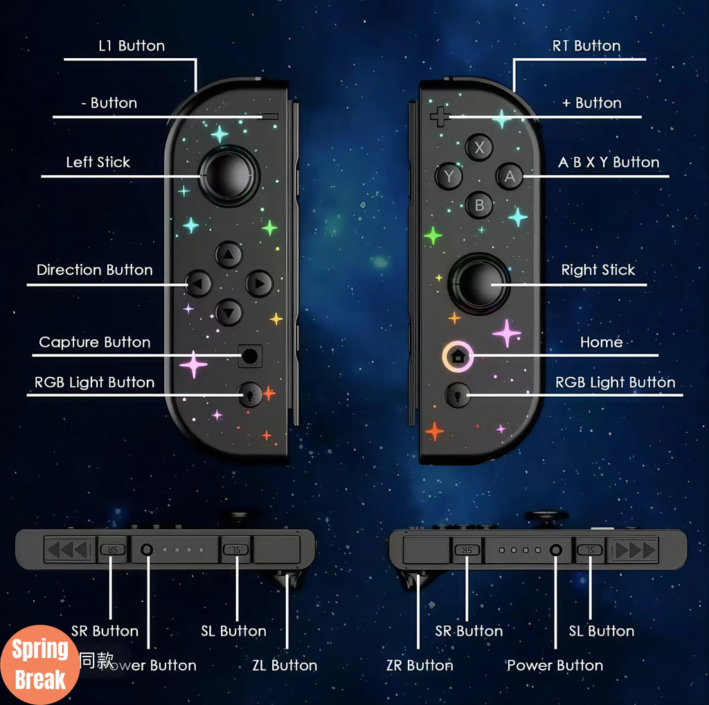 New arrival Exclusive model in 2025. RGB LED 5.2 Bluetooth Joy-Con, suitable for Nintendo Switch/Lite/Oled game consoles.