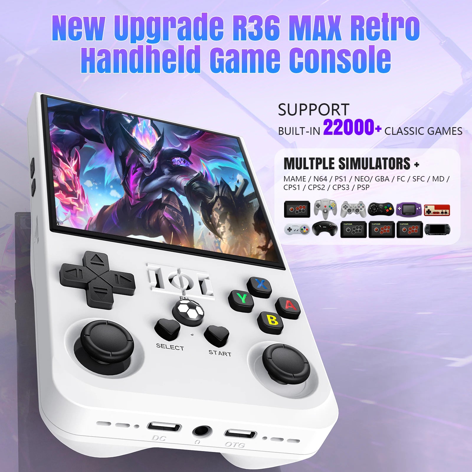 Open Source R36Max Newest Handheld Game Console  Portable Hand Held 4.0-in 4k HD IPS Screen Large Battery Best Gift For Boy Girl