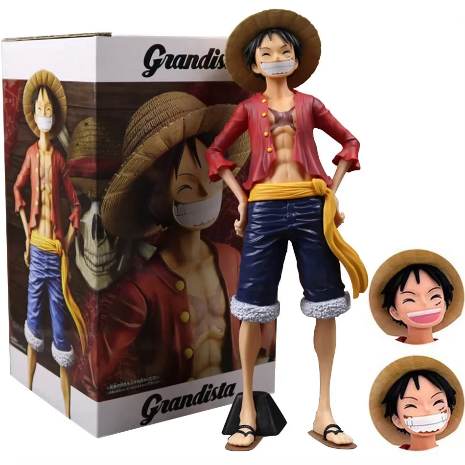 28 см One Piece Monkey D Luffy Аниме Фигурка Играчки Уверен Smiley Luffy Три Форми Лице Сменящо Екшън Фигурка PVC Модел Кукли
