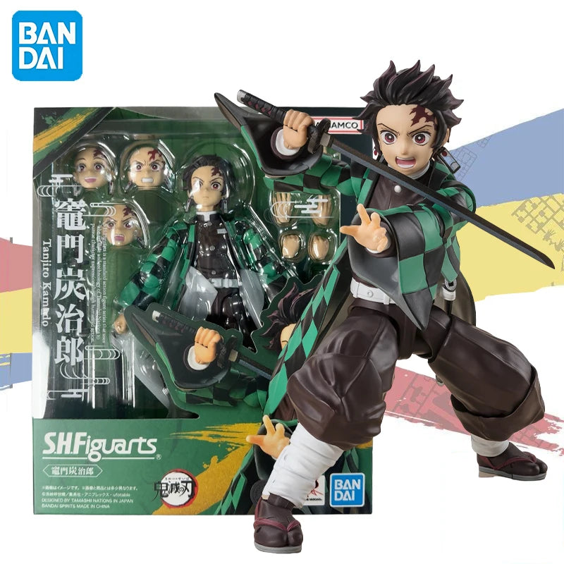 In stock Bandai Original Demon Slayer S.H.Figuarts Kamado Tanjirou About 14 cm Action Figures Collection Model Toy Gift