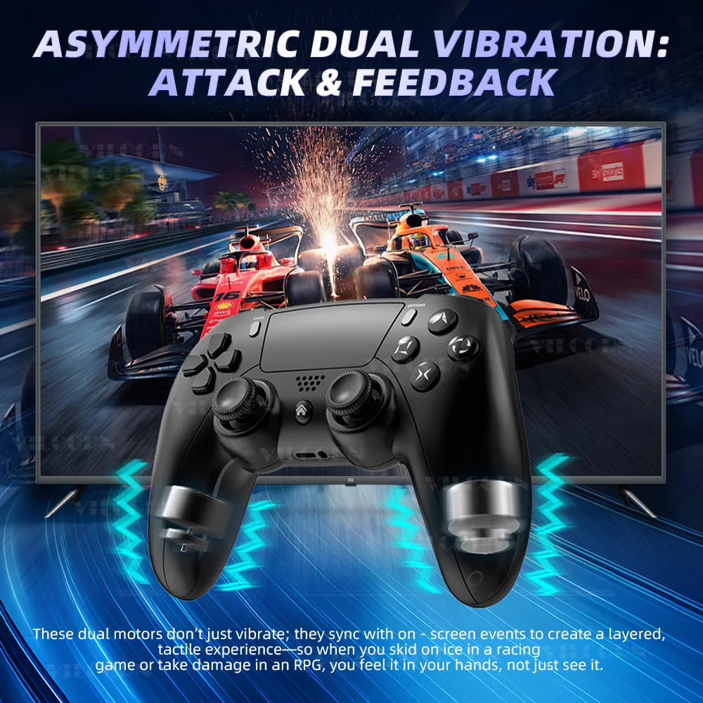P4 Wireless Gamepad for PS4 Bluetooth-compatible Game Controller for PS4 Slim/PS4 Pro/Win 10 PC Steam Platform 6-Axis Joystick