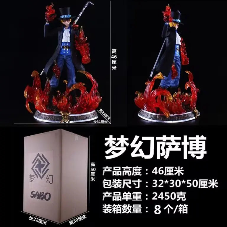 46 cm One Piece Anime Figur Sabo Actionfiguren PVC Modellsammlung Statue Desktop-Dekoration Puppen Kinderspielzeug Geburtstagsgeschenke
