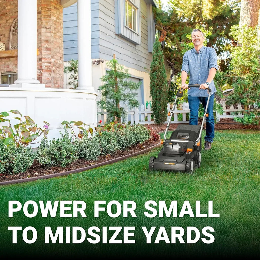 40V 17'' Cordless Lawn Mower for Medium Size Yards, 2-in-1 Electric Mower Cuts to Edge, Compact & Lightweight Push Lawn Mower wi