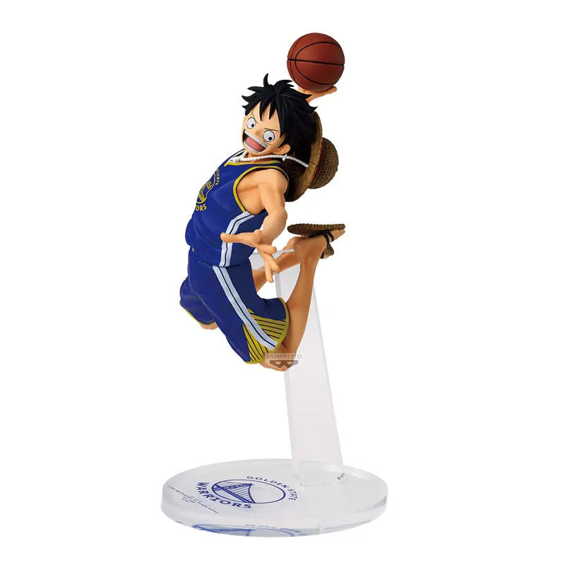 New Launch BANDAI One Piece × NBA MSP Luffy Action Figure -Los Angeles Lakers Bulls Warriors Collectible Model Toy Gift for Fans