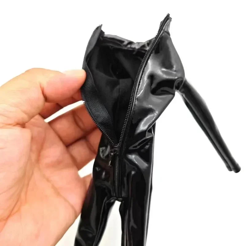 In Stock 1/6 Female American Civil War Black Pu Leather Bodysuit Jacket Head Sculpt Hollow Boots Model for 12" Action Figure Toy