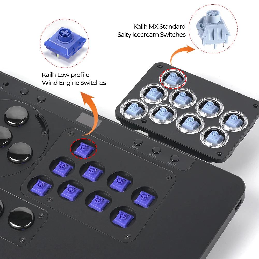 Haute42 Arcade Leverless Controller HautePad X Stickless Fightstick For PC/PS4/PS5 Hitbox Controller Ambient RGB PL/ MX Module