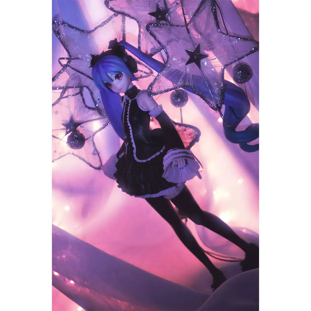 25 cm große Anime-Figur Hatsune Miku im Gothic-Anzug, stehende Pose, Cartoon-Modell, Spielzeug, Geschenk, Sammlerstück, Dekoration, Ornamente, PVC