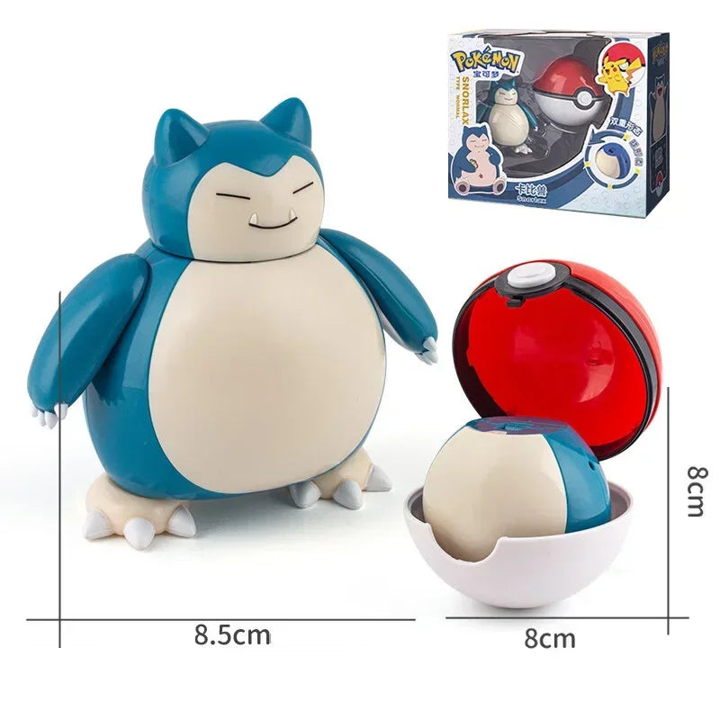 Pokemon Action Figure Transformer Doll Pokeball Figurine Poke Ball Deform Pikachu Greninja Lucario Mew Snorlax Lapras Kids Toy