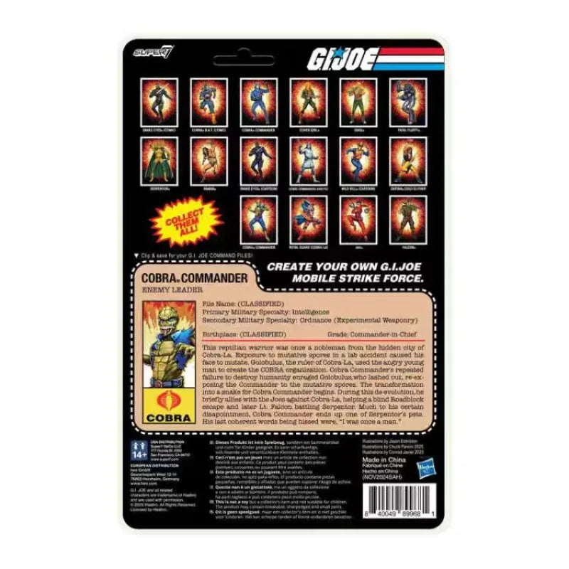 Original Hasbro G.I. Joe Classified Series A REAL AMERICAN HERO COBRA COMMANDER Anime Figure Collection Toys Ornaments