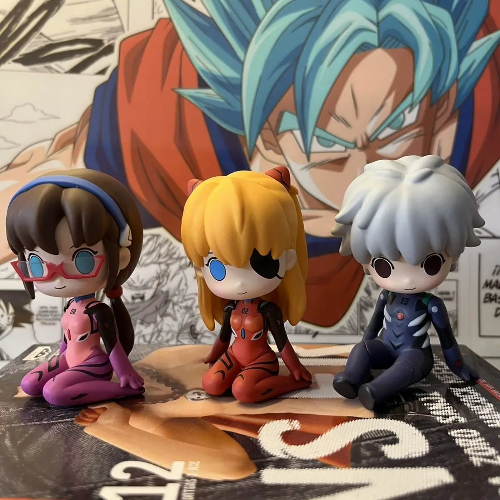 Evangelion Asuka Rei Action Figures Anime Model Q Version Kawaii PVC Figurine Decoration Collection Model Toy for Kids Gift