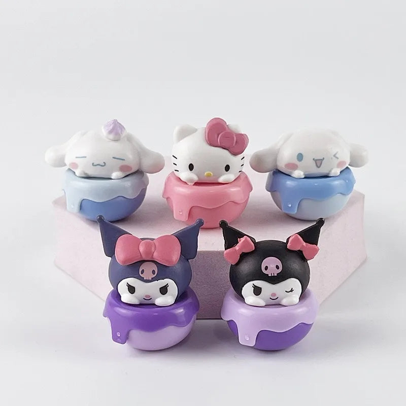 Sanrio Hello Kitty Mini Decoration Doll Anime Figure Kuromi Q Figural Cute Toy Car Cake Decoration Model Children Birthday Gifts