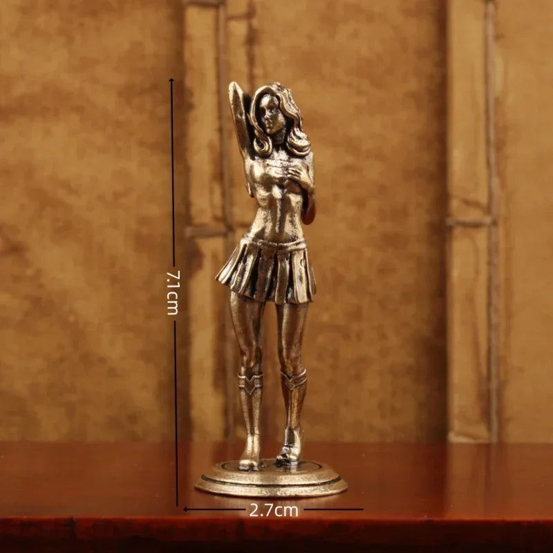 Solid Copper Woman Statue Bikini Women Brass Figurines Sexy Girl Woman Statuette Beauty Crafts Collection Model Gifts For Friend