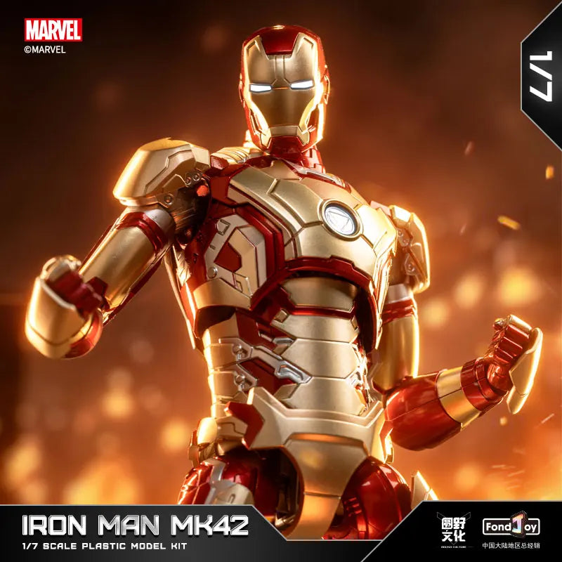 1/7 Fondjoy Marvel Iron Man Mk42/43/46 Modellbausatz, offizielle lizenzierte Sammlerfigur mit Sockel, für Jungen, Erwachsene, Fans, Geschenke